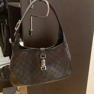 Black Gucci Jackie canvas shoulder bag